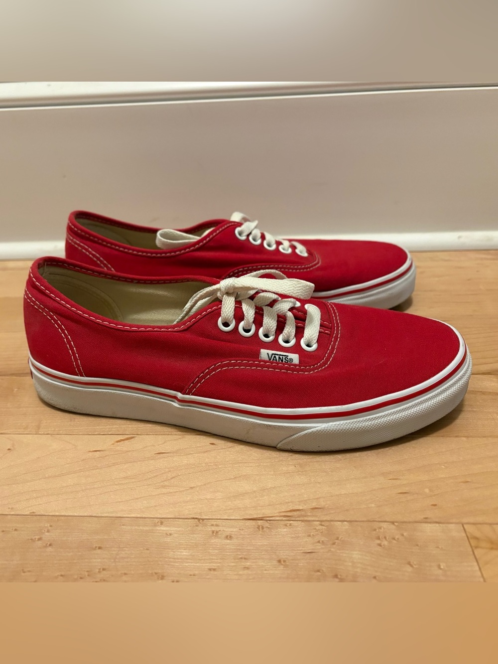 Vans Men’s Authentic Low-Top Sneakers - Red with White Trim